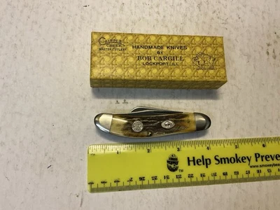 Cuchillo Cripple Creek Bob Cargill hecho a mano ciervo ganadero en caja 1 de 80, AECA Foto 1 de 4