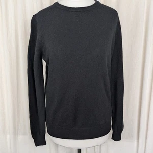 Woolovers Merino Wool Cashmere Blend Jumper Basic Staple Medium 10 12 Black - Picture 1 of 16