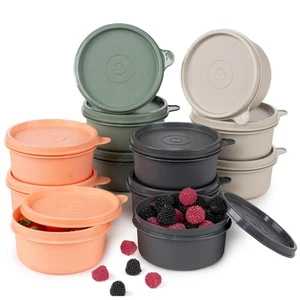 Containers With Lids 9 Oz Small Round Food Storage Set Of 12 24 Pieces Airtight - Picture 1 of 9