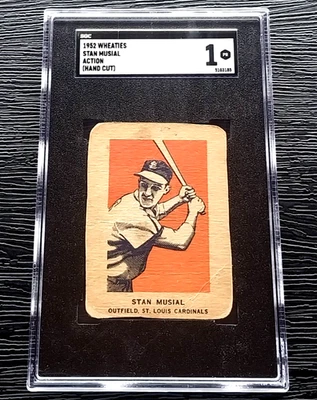1952 WHEATIES STAN MUSIAL ACTION HAND CUT BASEBALL CARD **NICE CARD** SGC 1 POOR - Image 1 of 4
