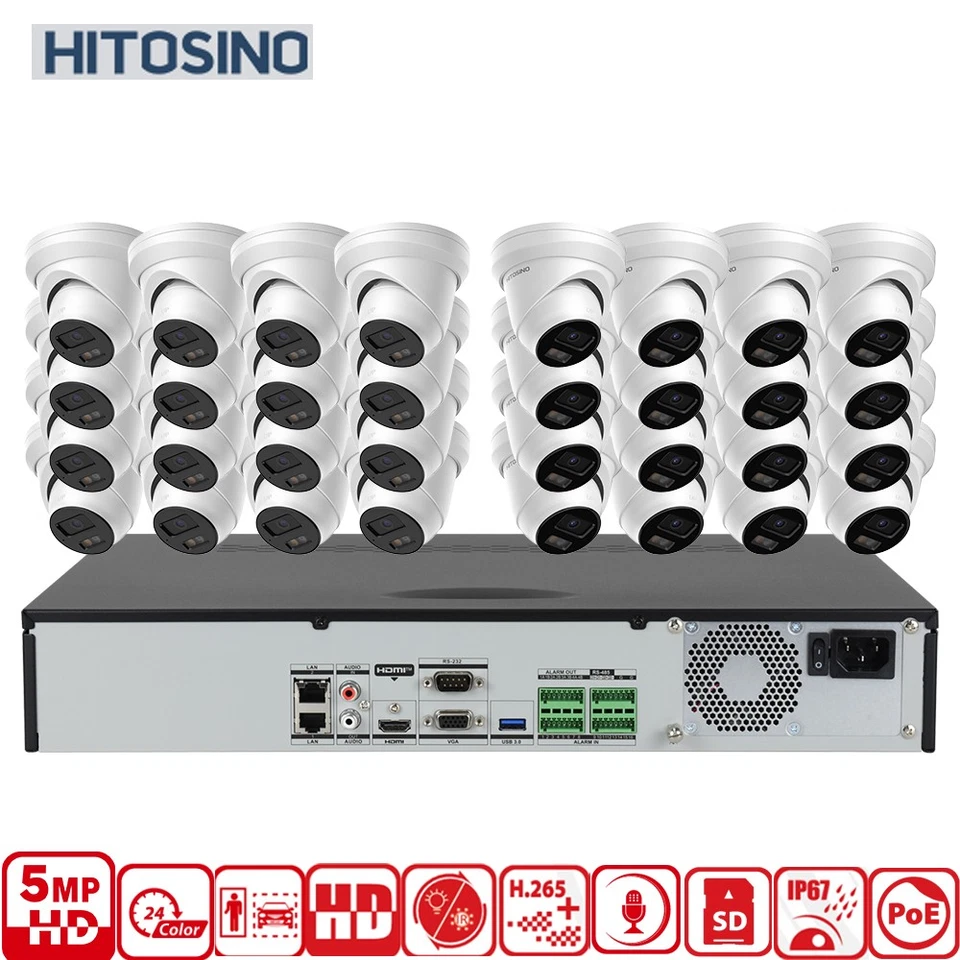 KIT de cámara IP HITOSINO 32CH 5MP color visión nocturna 4SATA NVR 256Mbps lote Foto 1 de 4