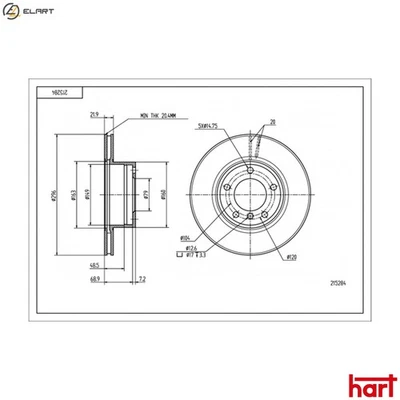 2x BRAKE DISC 215 284 FOR BMW M47D20 2.0L 4cyl 5 E39 M57D25 M51D25 2.5L M52B20 - Image 1 of 4