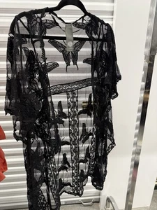 vince camuto Butterfly Lace Kimono Sheer Blk Gr. S - Bild 1 von 6