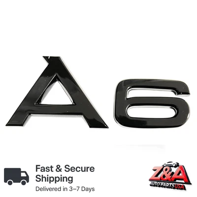 REPUESTO A6 NEGRO PARA AUDI MALETERO TRASERO EMBLEMA INSIGNIA CALCOMANÍA LETRAS Foto 1 de 4