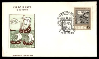 Mayfairstamps Аргентина FDC 1964 Dia de la Raza лодки первый день обложка aau_96587 - Изображение 1 из 2