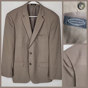 100% Wool Brown Tan Check Sport Coat Jacket Blazer | Pronto Uomo Platinum 42L - Picture 1 of 8