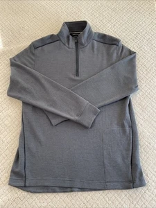 Bugatchi 1/4 Zip Pullover Sweater Mens Size Medium. Gray Striped.EUC - Picture 1 of 9