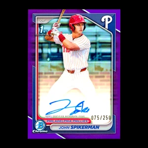 2024 Bowman Chrome Draft John Spikerman 1er refractor púrpura automático RC 075/250 - Imagen 1 de 1