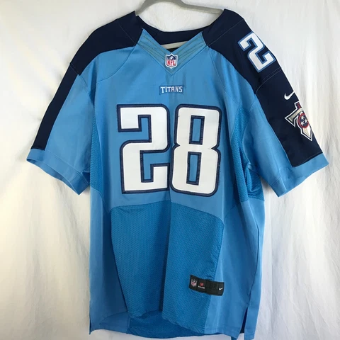 NFL Jersey Men Size Large Blue Tennessee Titans# 28 Chris Johnson Football RB Cover