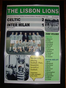 Celtic 2 Inter Milan 1 - 1967 Finale Coppa dei Campioni - Lions di Lisbona - stampa incorniciata - Foto 1 di 2