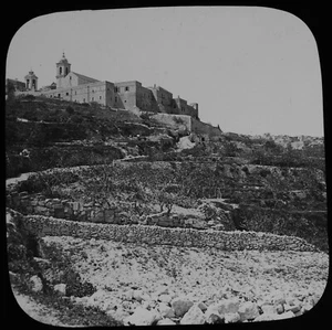 ANTIQUE Magic Lantern Slide BETHLEHEM AND THE CONVENT C1889 PHOTO PALESTINE - Picture 1 of 2