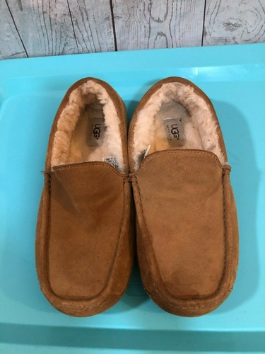 UGG Australia Mocassino Uomo Pelle Marrone Fodera Vera Pelle di Pecora Taglia 9