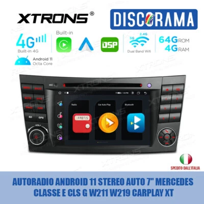 AUTORADIO ANDROID 11 4/64GB STEREO AUTO 7" MERCEDES CLASSE E CLS G W211 W219  XT - Immagine 1 di 4