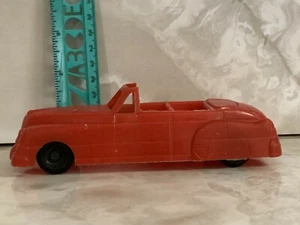 Vintage Plastic Red Convertible Sedan Toy Car Made In USA - Picture 1 of 7