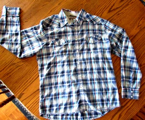 Men's Billabong Slim Fit XL Long Sleeve Blue Plaid Yoke Front Back Western Look - Picture 1 of 10