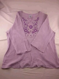 Blair blusa top donna tg. L manica corta lavanda stampa floreale 100% poliestere - Foto 1 di 3