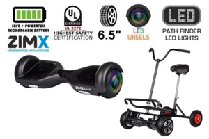 Black 6.5" UL2272 Certified Hoverboard Swegway with LED Wheels + HoverBike Black - Picture 1 of 12
