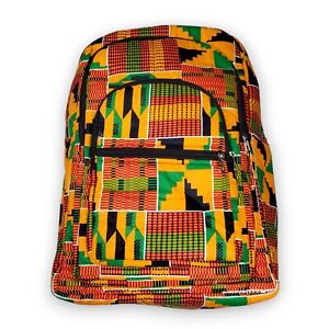 Kente African Print Large Backpack Book Bag Multicolored 15 x 11 x 6.5