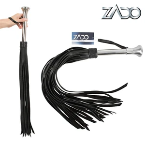 Zado Leather Flogger - Große schwarze Glattlederpeitsche mit Stahlgriff - Bild 1 von 4