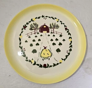 Vintage Brock of California Yellow Farmhouse Farmyard 11 1/8" Dinner Plate - Bild 1 von 7