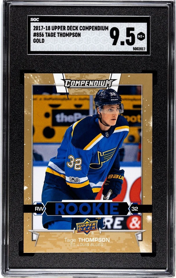 2017-18 UPPER DECK COMPENDUM GOLD TAGE THOMPSON BUFFALO SABRES ROOKIE SGC 9.5 MT - Image 1 of 2
