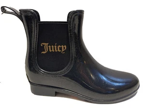 Rain Boots JUICY COUTURE Rori Black With Gold Sparkle Ankle New Women’s Size 7 - Picture 1 of 11