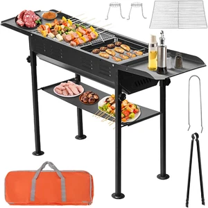 Portable Charcoal Grills, Charcoal BBQ Grill Cooking Barbecue Lamb Hibachi Kebab - Picture 1 of 9