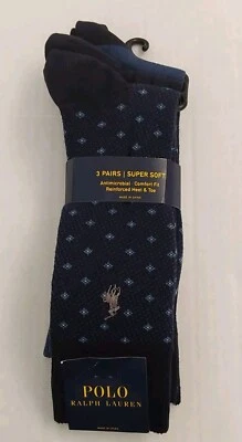 Paquete de 3 calcetines Polo Ralph Lauren para hombre ajuste cómodo azul marino talla 10-13 $24 Foto 1 de 4