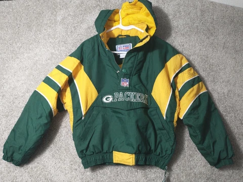 Green Bay Packers Starter Coat Adult Large 1/2 Zip Pocket Jacket Coat Mens Women Cover