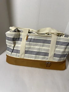 DSW Exclusive Weekender Borsone da Viaggio Trasporto Grigio/Bianco/Abbronzato NUOVO - Foto 1 di 4