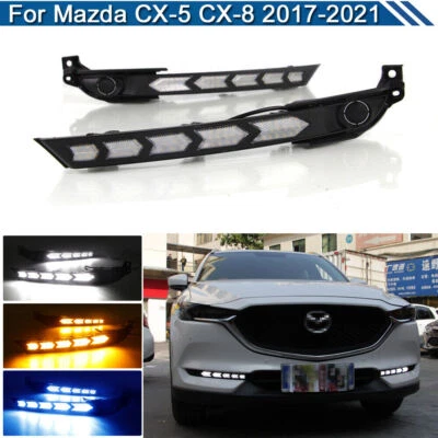 Daytime Running Lights LED DRL Fog Lamp Replacement Bumper For Mazda CX-5 CX-8 - Image 1 of 4