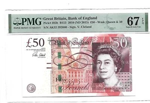 Great Britain 50 Pounds 2010 ND 2015 P 393 b Superb Gem UNC PMG 67 EPQ - Picture 1 of 2