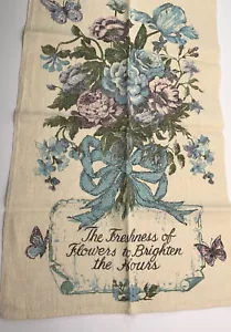 Toalla de cocina de lino vintage rosas y mariposas de iris lino puro EE. UU. Stevens - Imagen 1 de 8