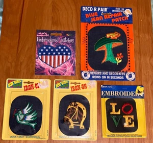 Lote de 5 parches retro vintage de jean bordados y azules para planchar, paquetes sellados - Imagen 1 de 16