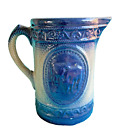 Vintage Clay City Indiana Blue White Stoneware Pitcher 8" Antique Stoneware