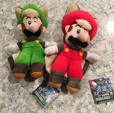 Super Mario Bros Mario & Luigi Flying Squirrel NWT Plush 9”