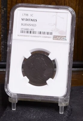 1798 Large Cent - NGC VF Detail Burnished (#58371-L) - Image 1 of 4