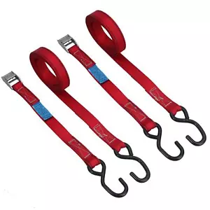 Paquete de 2 correas con hebilla de leva de acero inoxidable de 3,7 m ganchos en S - Imagen 1 de 7
