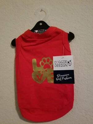 Super Soft Dog T with Gold Screen Print "Love" by Doggie Design - Size Medium - Image 1 of 3