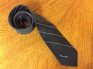 Oscar de la Renta Mens Necktie Blue Polyester Pin Strip Pattern   84M1 - Picture 1 of 3