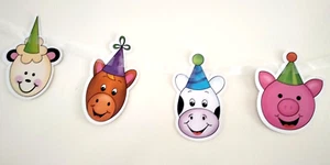 Barnyard Farm Animals Cow Pig Horse Sheep Birthday Party Banner Garland 3.65m - Picture 1 of 8