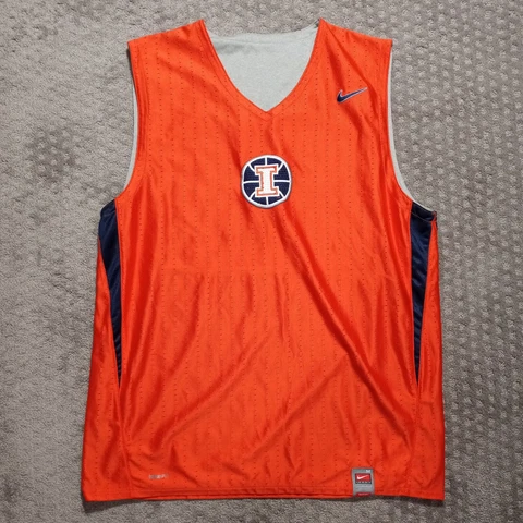 Vintage Team Nike Fit Illinois Fighting Illini Mens Reversible Basketball Jersey Cover