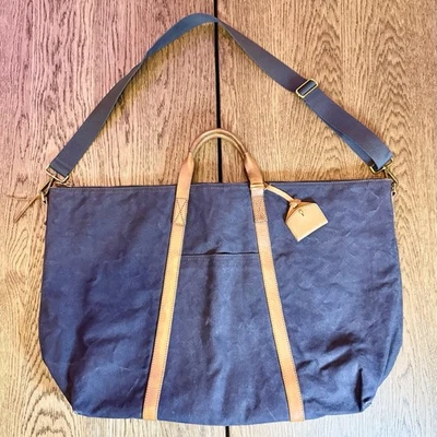 Madewell Canvas Leather Weekender Bag Black 27x17x6 Travel Tote Adjustable Strap - Image 1 of 4