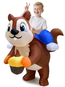 Aufblasbares Kinder Halloween Kostüm Blow Up Reiten auf Eichhörnchen Kostüm für Halle... - Bild 1 von 6
