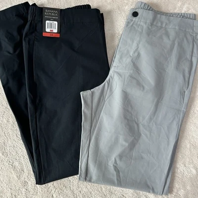 NEW Lot Of 2 Banana Republic Men's 34x30.5 Motion-Tech Hybrid Pants True Black - Image 1 of 4