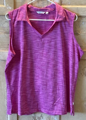 Lady Hagen Sleeveless Collared Golf Shirt, Pink Heathered, Size XL.  Never Worn! - Image 1 of 4