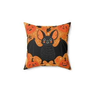 Halloween Bat Pumpkin Throw Pillow and Cover Spooky Home Decor Accent Cushion - Bild 1 von 13