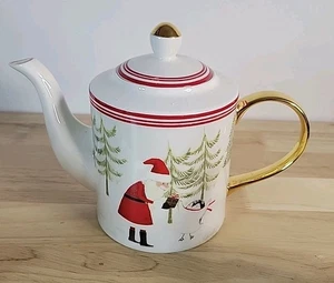 Tetera Grace's Teaware Santa & Penguin oro rojo - Imagen 1 de 19
