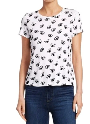 ALICE + OLIVIA Rylyn Embellished Eye Cotton T-Shirt Preppy Stylish Size XS - Image 1 of 4
