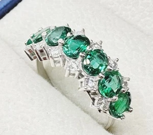 LUXUS Damen Ring Smaragd,Brillant Diamanten Echtes 750 Weißgold 18KT,Neu)” - Bild 1 von 11